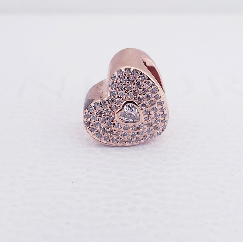 ❤️ Authentic Pandora ⭐️RETIRED⭐️ ROSE HEART CHARM - Picture 5 of 6